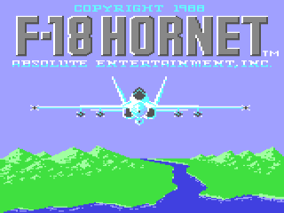 F-18 Hornet title screen for Commodore 64